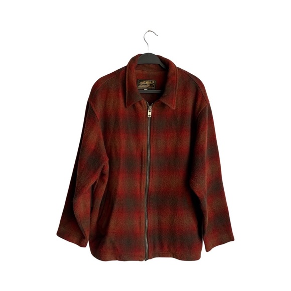 Eddie Bauer vintage wool plaid talon zip up jacket XL
